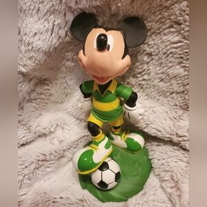 Disney Parks Mickey Mouse Soccer Football bobblehead Green & Yellow 6"